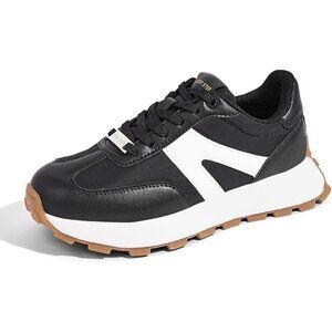 🆕 Lucky Step Casual Fashion Sneakers Women Black Retro Classic Trainers Shoes